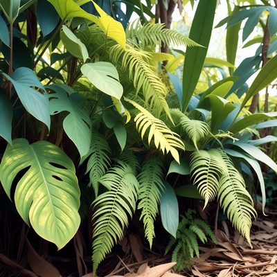 Green plants in a tropical garden