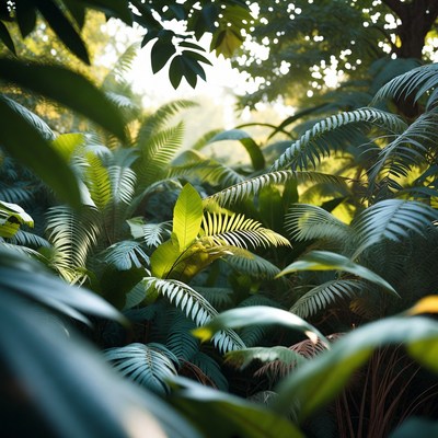 Lush green leaves in a forest