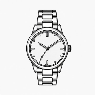 Watch with silver band and white dial