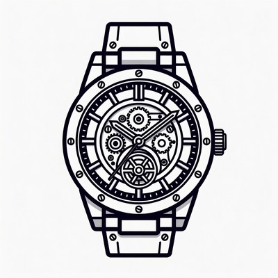 Detailed watch with visible gears