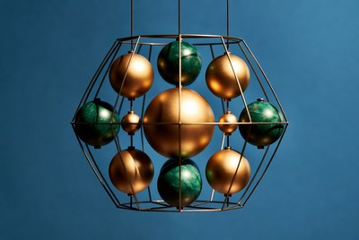 Decor with sphere shapes and metal