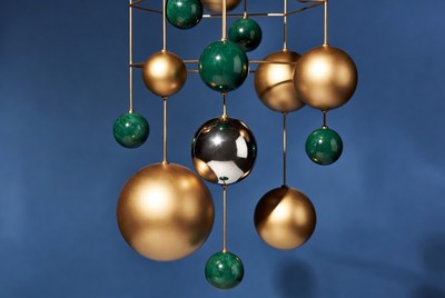 Decorative gold and green hanging mobile