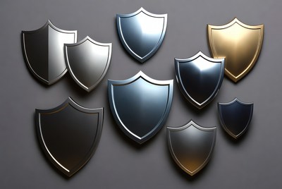 Different shield shapes and colors displayed