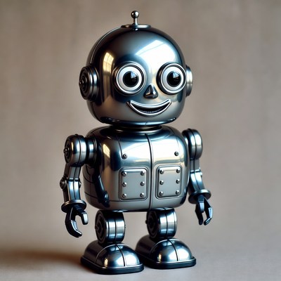 Vintage robot toy standing still