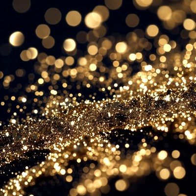 Golden sparkles on a dark background