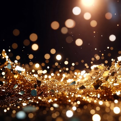 Sparkling gold glitter in motion
