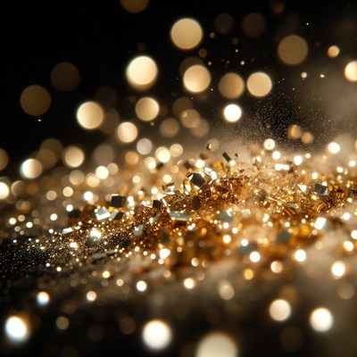 Sparkling gold dust on black surface