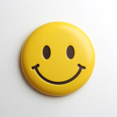 Smiley face button on plain background