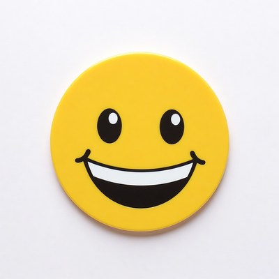 Happy yellow face on white background