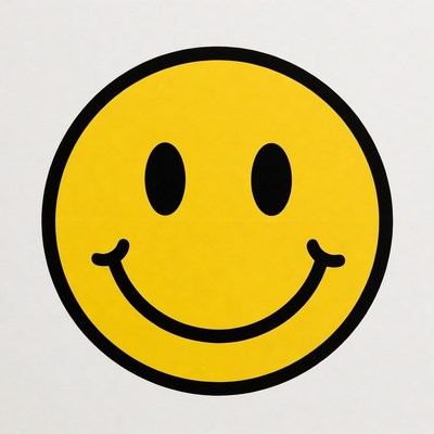 Yellow smiley face on white background