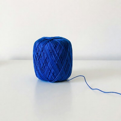 Bright blue yarn on table