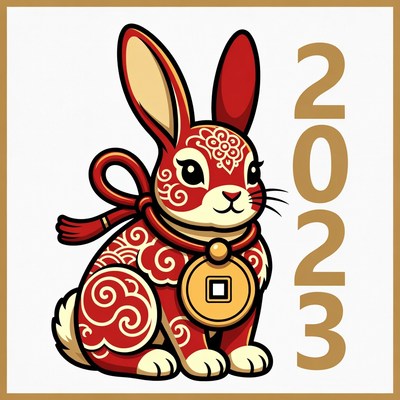Rabbit design for lunar new year 2023