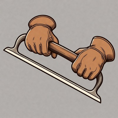 Hands using tool for woodworking task