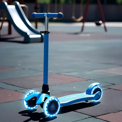 Colorful scooter stands in playground
