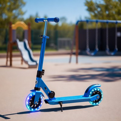 Bright blue scooter at playground