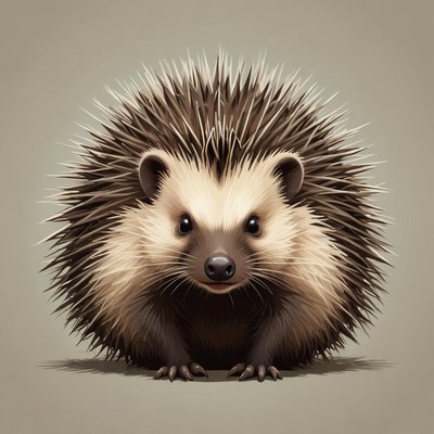 Cute hedgehog with spines on display