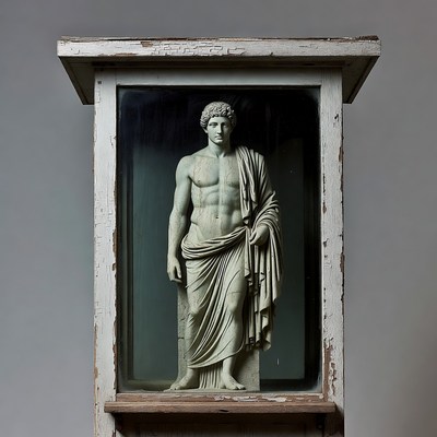 Ancient statue in a display case