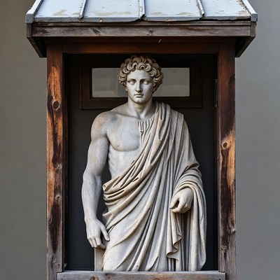 Classic statue in wooden display