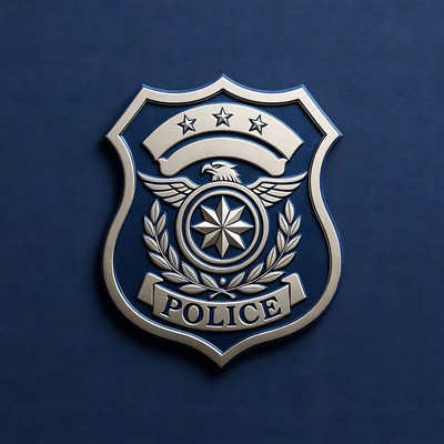 Police badge emblem design on display