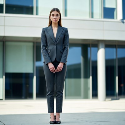 Businesswoman in front of office