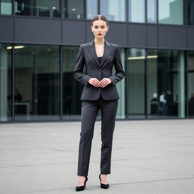 Business woman in modern suit outdoors