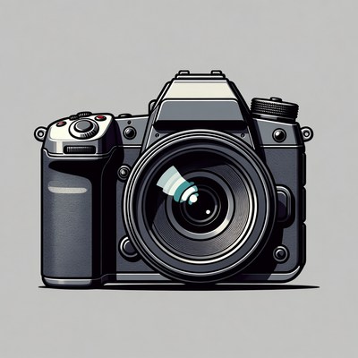 Camera on gray background