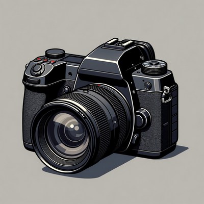 Vintage camera on gray background