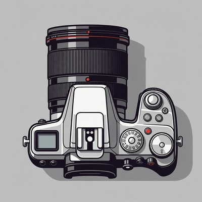 Camera on gray background