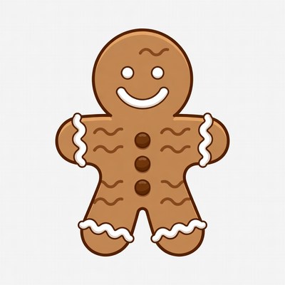 Festive gingerbread cookie with icing