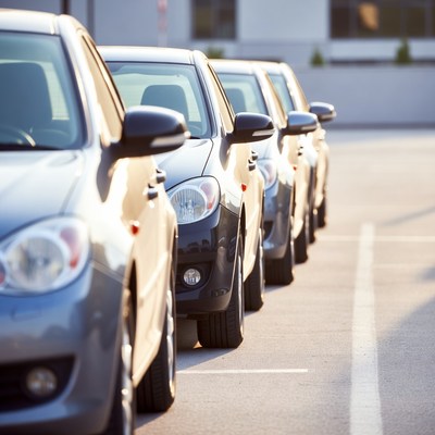 Cars parked in a row