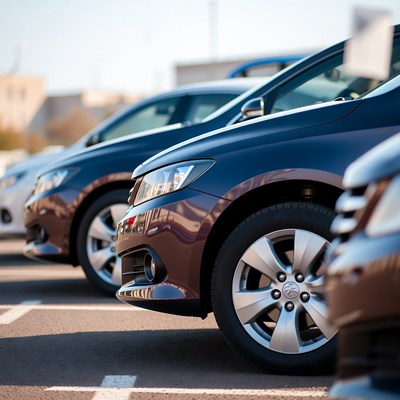 Parked cars in a lot during daytime