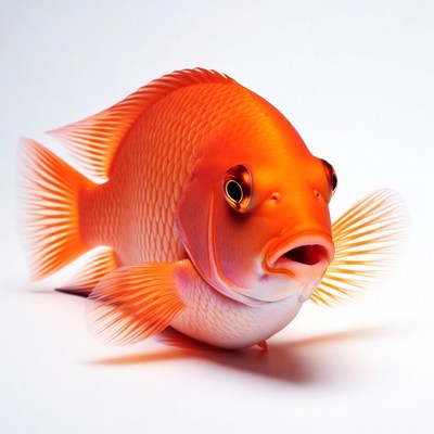 Bright orange fish on white background