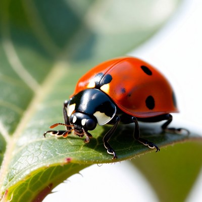 Close-up view of ladybug on leaf