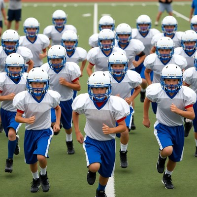 Youth players practicing on the field