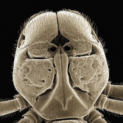 Close-up view of insect head