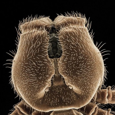 Close-up view of insect head