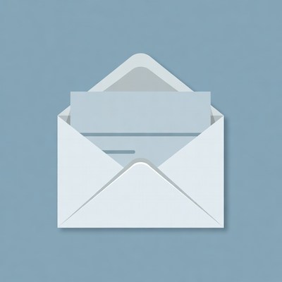 Envelope with a letter inside on blue background