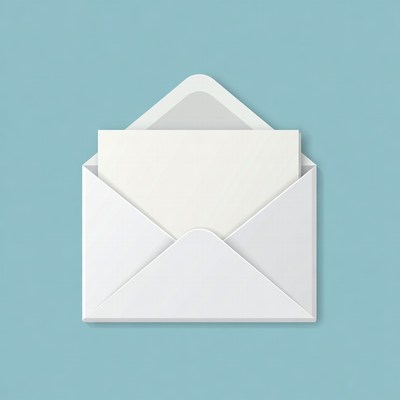 White envelope on blue background