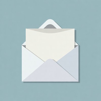 Envelope with letter on blue background