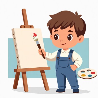 Child painting at an easel