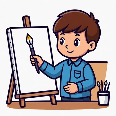 Child painting at an easel