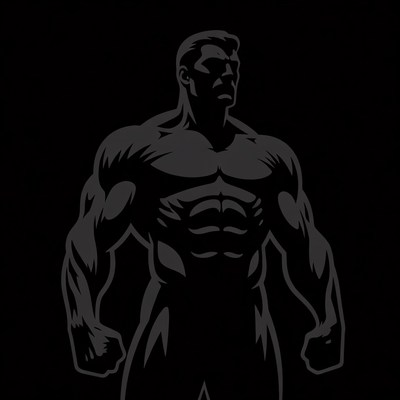 Strong figure silhouette against black background