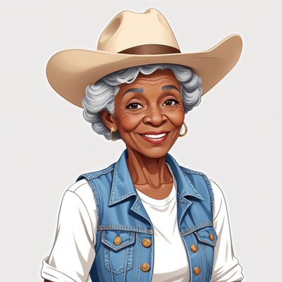 Elderly woman wearing cowboy hat