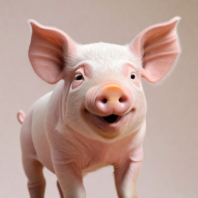 Happy pig standing with a smile