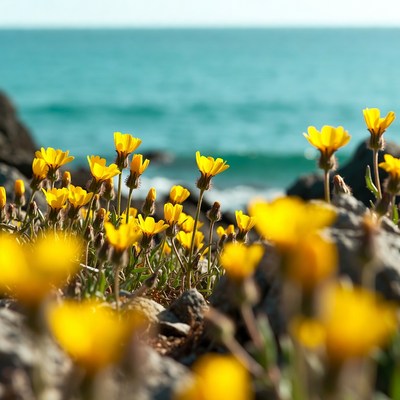 Flowers by the sea shore