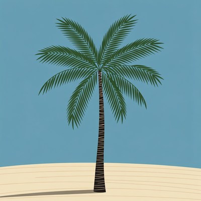 Palm tree on sandy beach