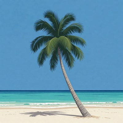 Palm tree on a sunny beach
