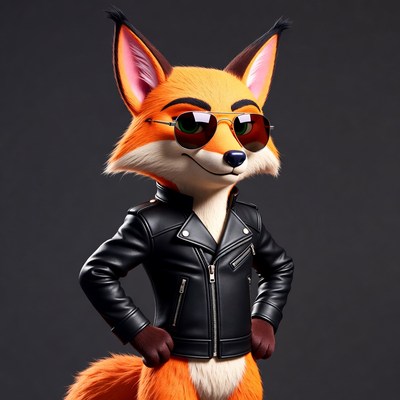 Fox character in leather jacket