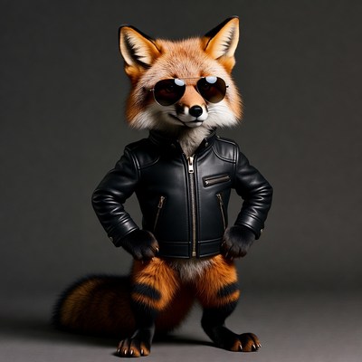 Cool fox in leather jacket