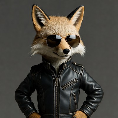 Fox wearing sunglasses and jacket
